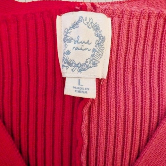Blue Rain Color Block Pink Sweater Dress Button Front Size L Valentine - Picture 3 of 3